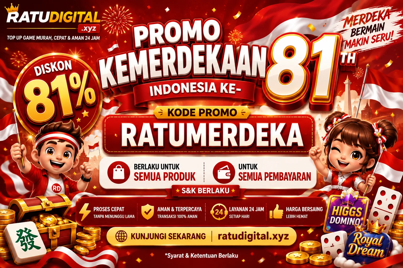 Promo Kemerdekaan Indonesia 81 Di RatuDigital